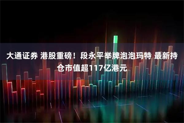 大通证券 港股重磅！段永平举牌泡泡玛特 最新持仓市值超117亿港元